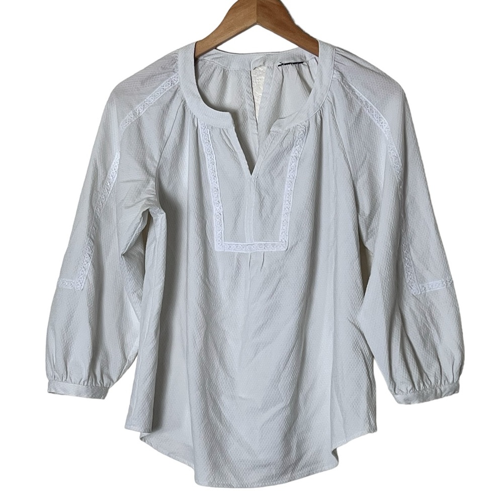 White 3/4 sleeves peasant blouse size large